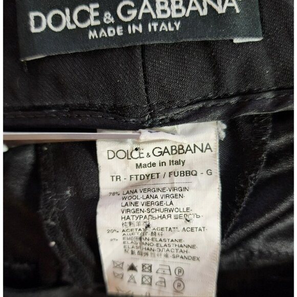 Dolce & Gabbana Pants US2-4|IT38 Black Tuxedo Wool Blend Stripe Straight Leg - Picture 3 of 8